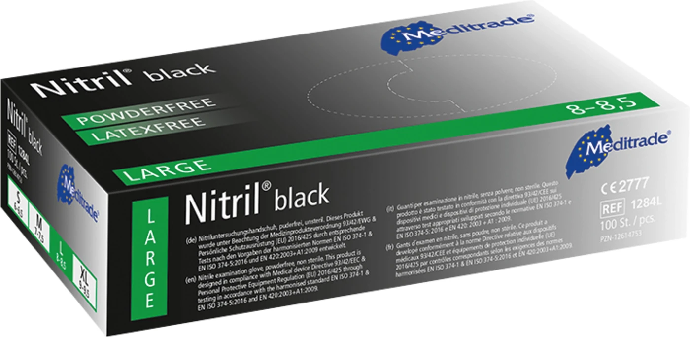 Nitril® Black Packung 100 Stück puderfrei, schwarz, L Nitril® Black Packung 100 Stück puderfrei, schwarz, L