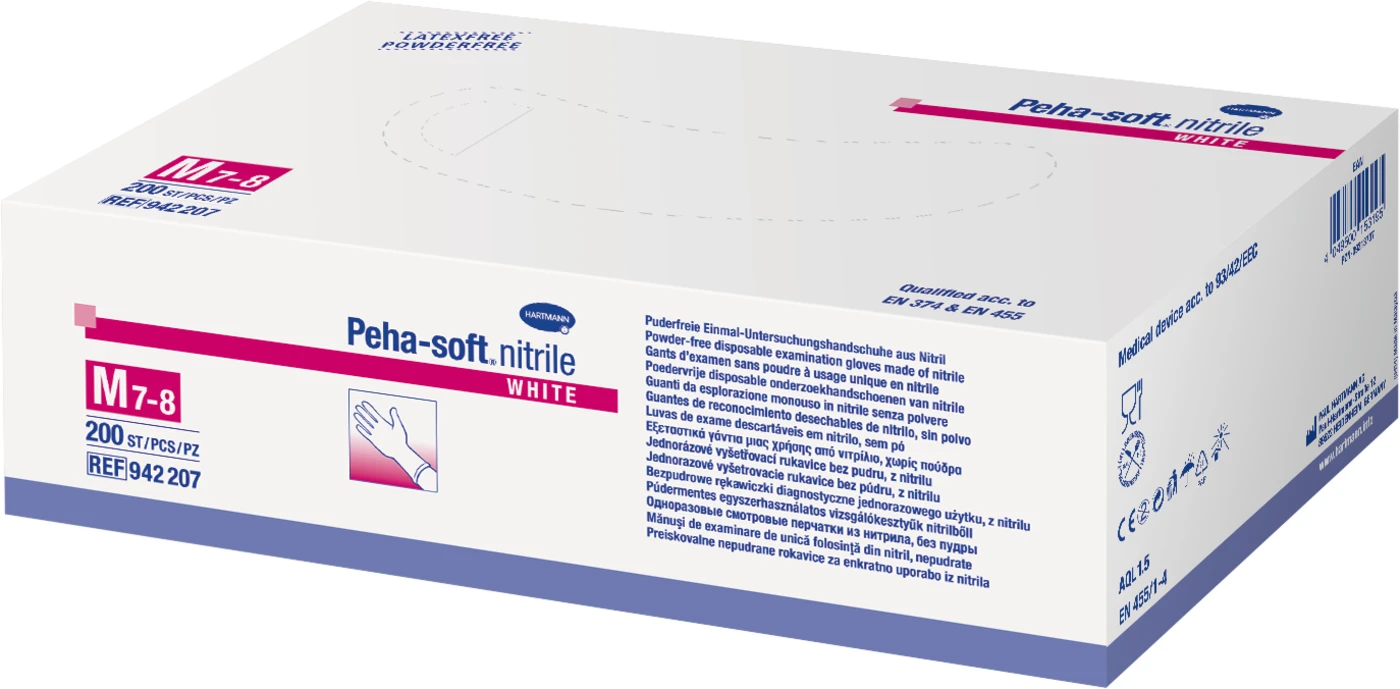 Peha-soft® nitrile white Packung 200 Stück puderfrei, weiß, S Peha-soft® nitrile white Packung 200 Stück puderfrei, weiß, S