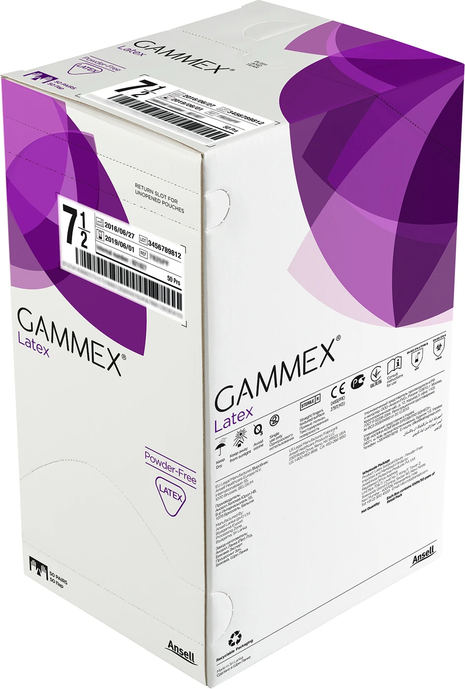 Gammex® Latex Packung 50 Paar puderfrei, natur, Größe 6,5
