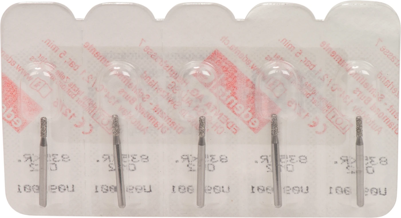 Omni Diamanten 835 Packung 5 Stück Standard, FG, Figur 156 Zylinder Kante rund, 4 mm, ISO 012