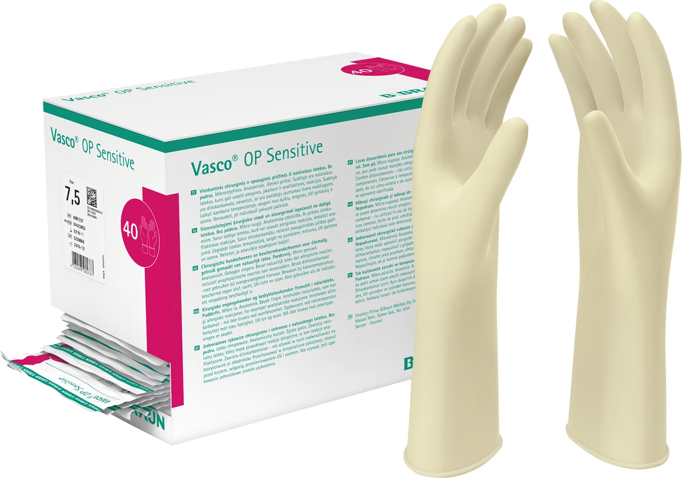 Vasco® OP Sensitive Karton 40 Paar puderfrei, naturweiß, Größe 6,5