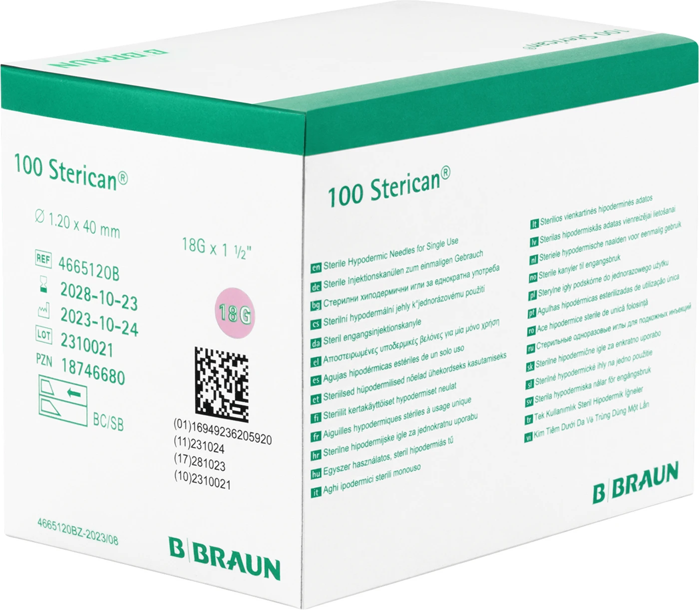 Sterican Kanüle Packung 100 Stück rosa, G18 Ø 1,2 x 40 mm Sterican Kanüle Packung 100 Stück rosa, G18 Ø 1,2 x 40 mm