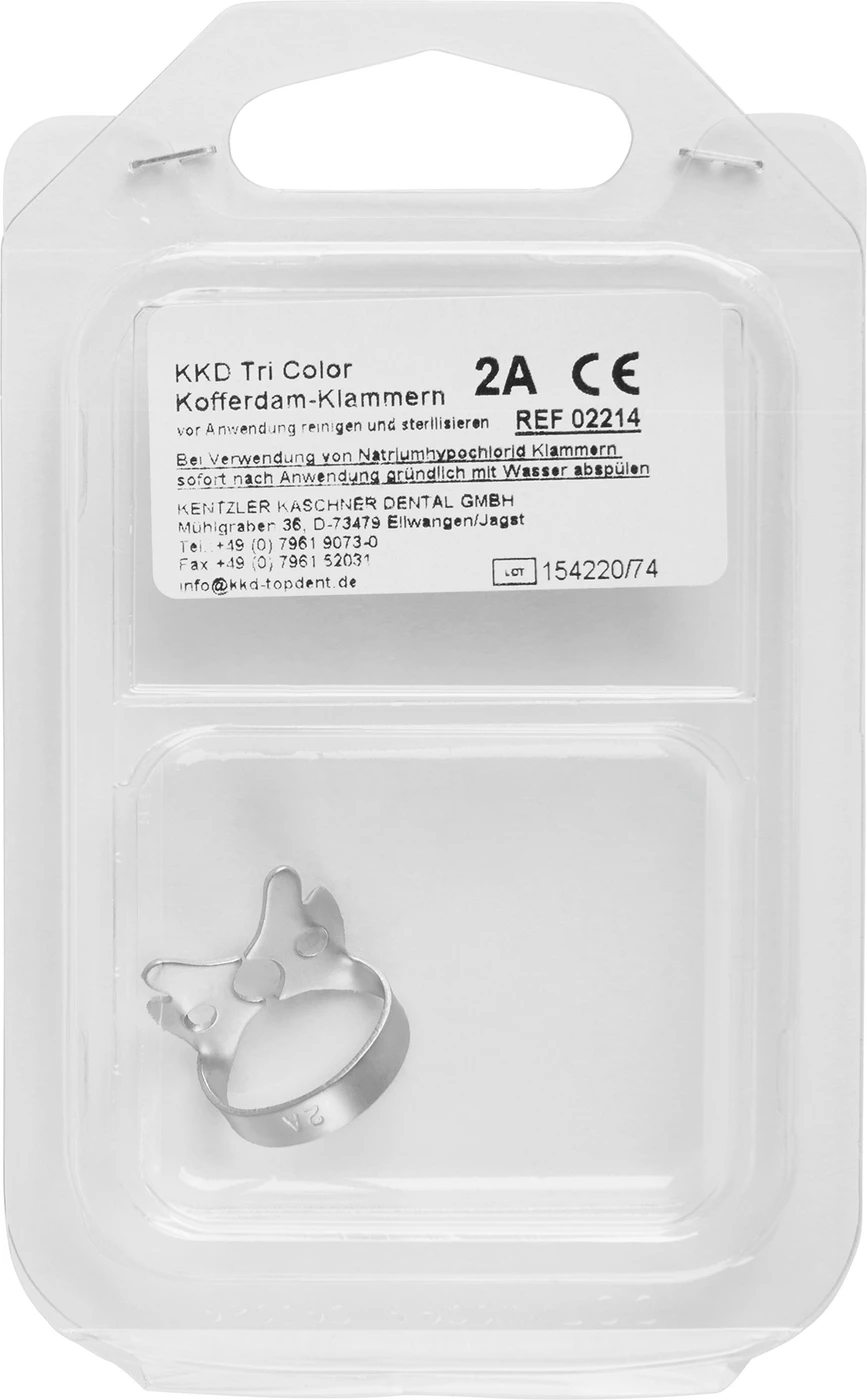 KKD® Kofferdam Klammern triColor Antireflect Stück platin matt, Nr. 2A, für Prämolaren
