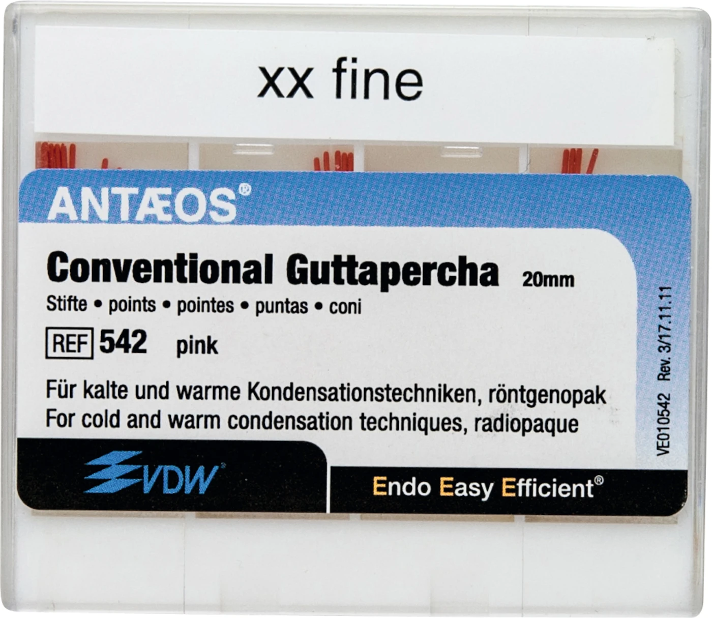 Guttapercha Konventionell Packung 100 Stück rosa XXF