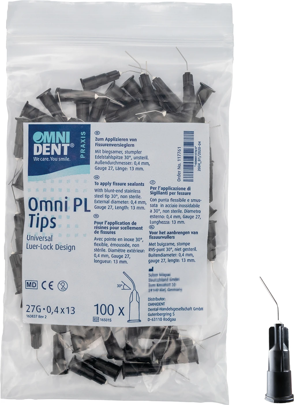 Omni PL Tips Beutel 100 Stück L 13 mm, Ø 0,4 mm, 30°, G27