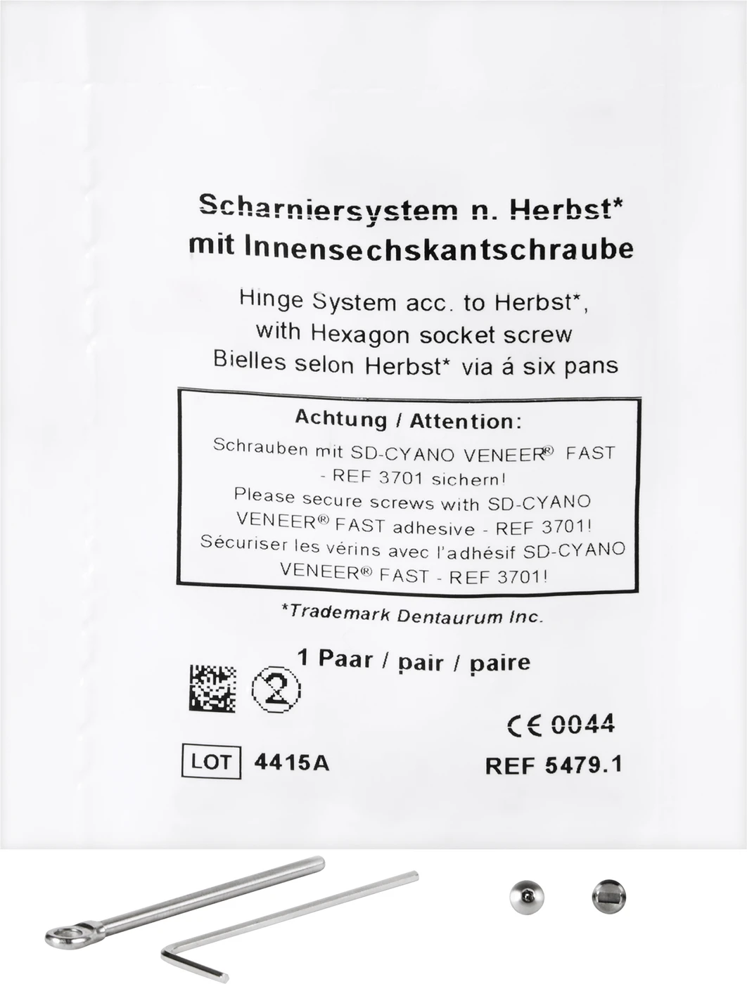 Herbst-Scharniere Packung 1 Paar Scharniere, 4 Paar Befestigungsteile mit Innensechskantschrauben