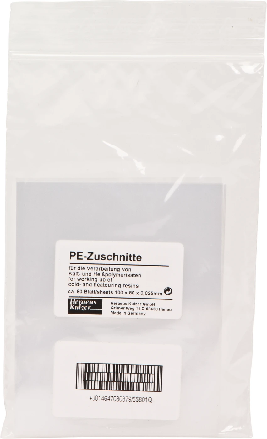 PalaXpress® Packung ca. 80 Blatt PE-Zuschnitte, 100 x 80 x 0,025 mm