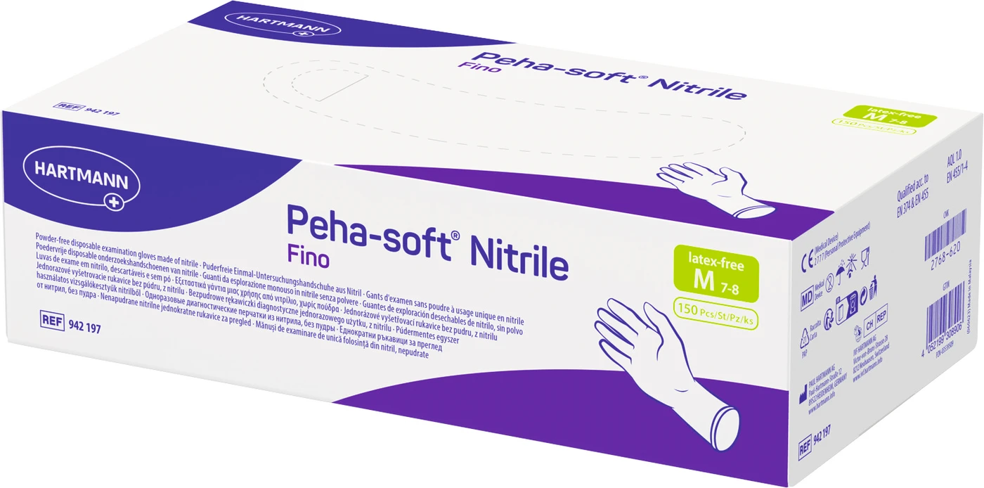 Peha-soft® nitrile fino puderfrei Packung 150 Stück puderfrei, lila, M