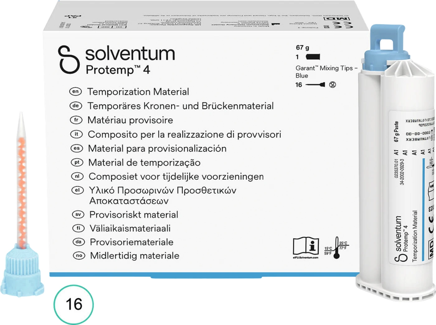 Solventum™ Protemp™ 4 Packung 67 g Kartusche A1, 16 Mischkanülen blau