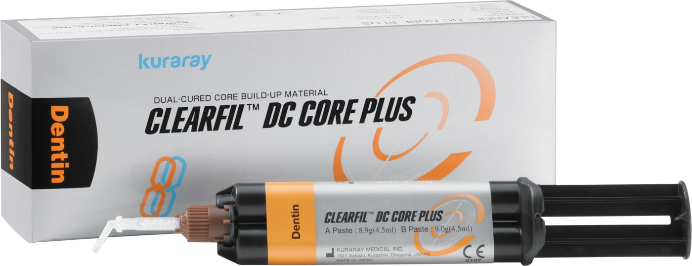 CLEARFIL™ DC CORE PLUS Packung 17,9 g / 9 ml Spritze dentin, 20 Mixing Tips, 10 Front Tips L, 10 Front Tips S