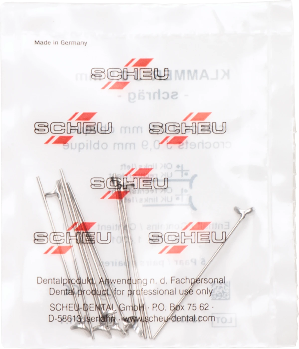 J-Klammern Packung 2 x 5 Stück (rechts, links), schräg, Ø 0,9 mm