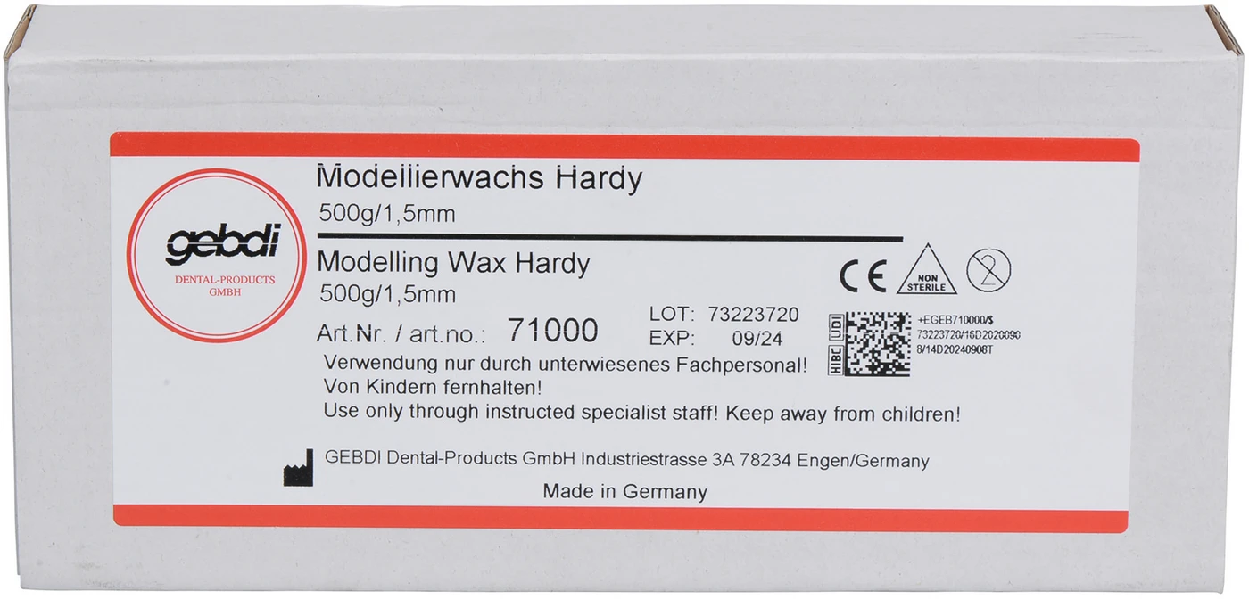 Hardy Modellierwachs Packung 500 g hart, 1,5mm