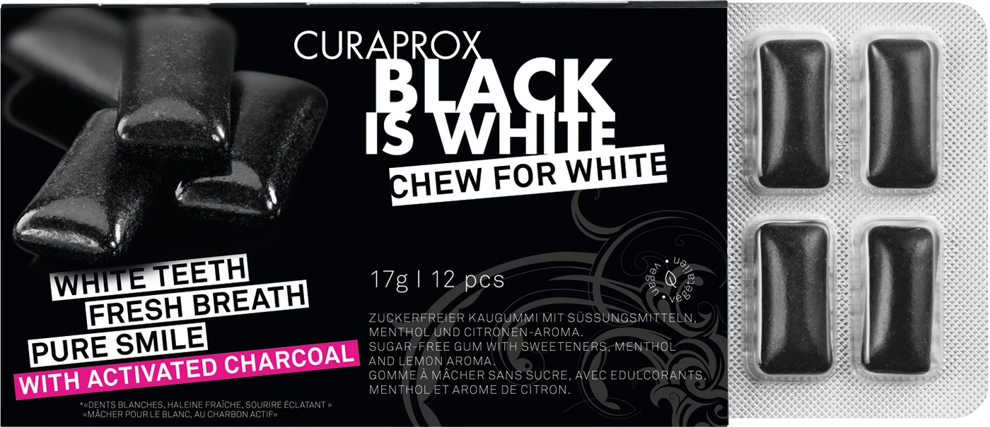 CURAPROX BLACK IS WHITE Kaugummi Packung 12 Stück CURAPROX BLACK IS WHITE Kaugummi Packung 12 Stück