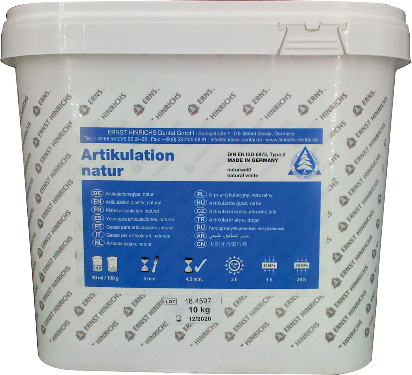 Artikulationsgips - natur Eimer 10 kg Artikulationsgips