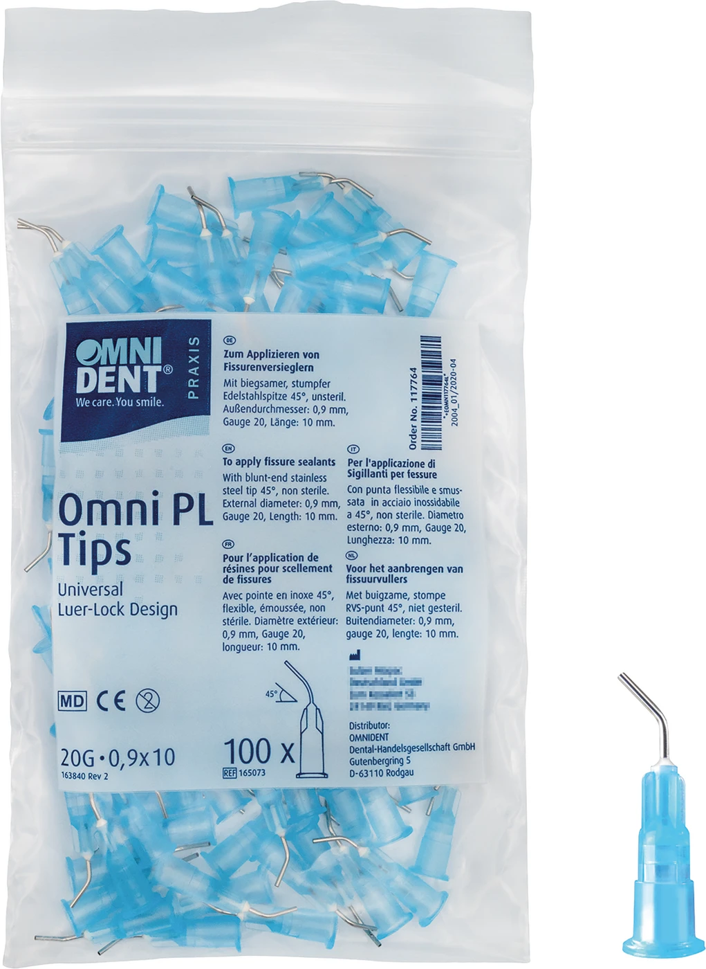 Omni PL Tips Beutel 100 Stück L 10 mm, Ø 0,9 mm, 45°, G20