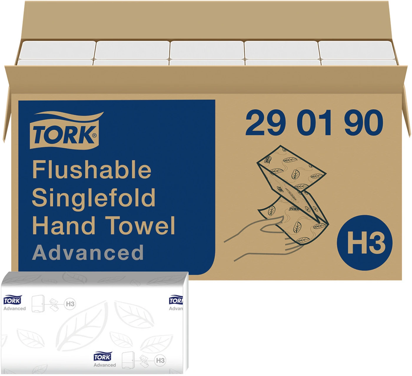 TORK® schnellauflösendes Zickzack Handtuch (V-Falz) Packung 15 x 250 Stück, 2-lagig, hochweiß, schnellauflösend