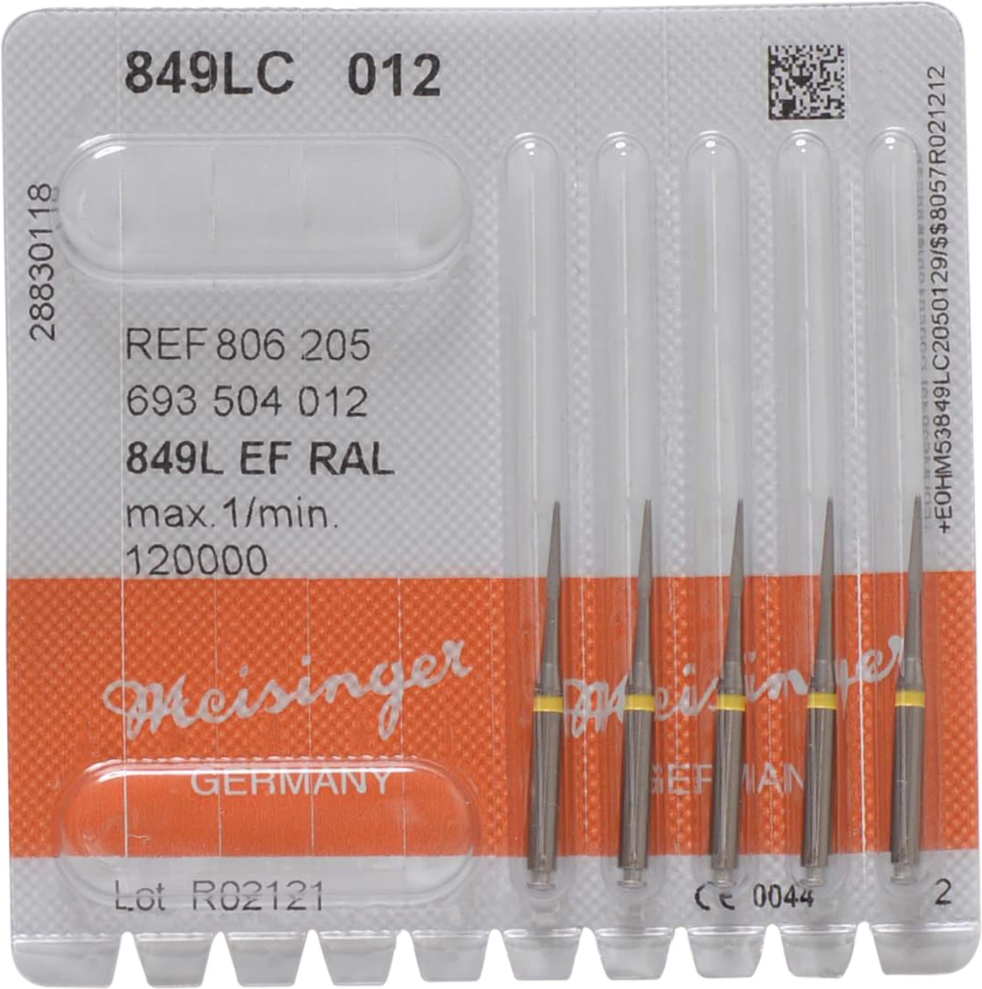 Diamanten 849 Packung 5 Stück gelb extra fein, RA L, Figur 693 Konus rund, 6 mm, ISO 012