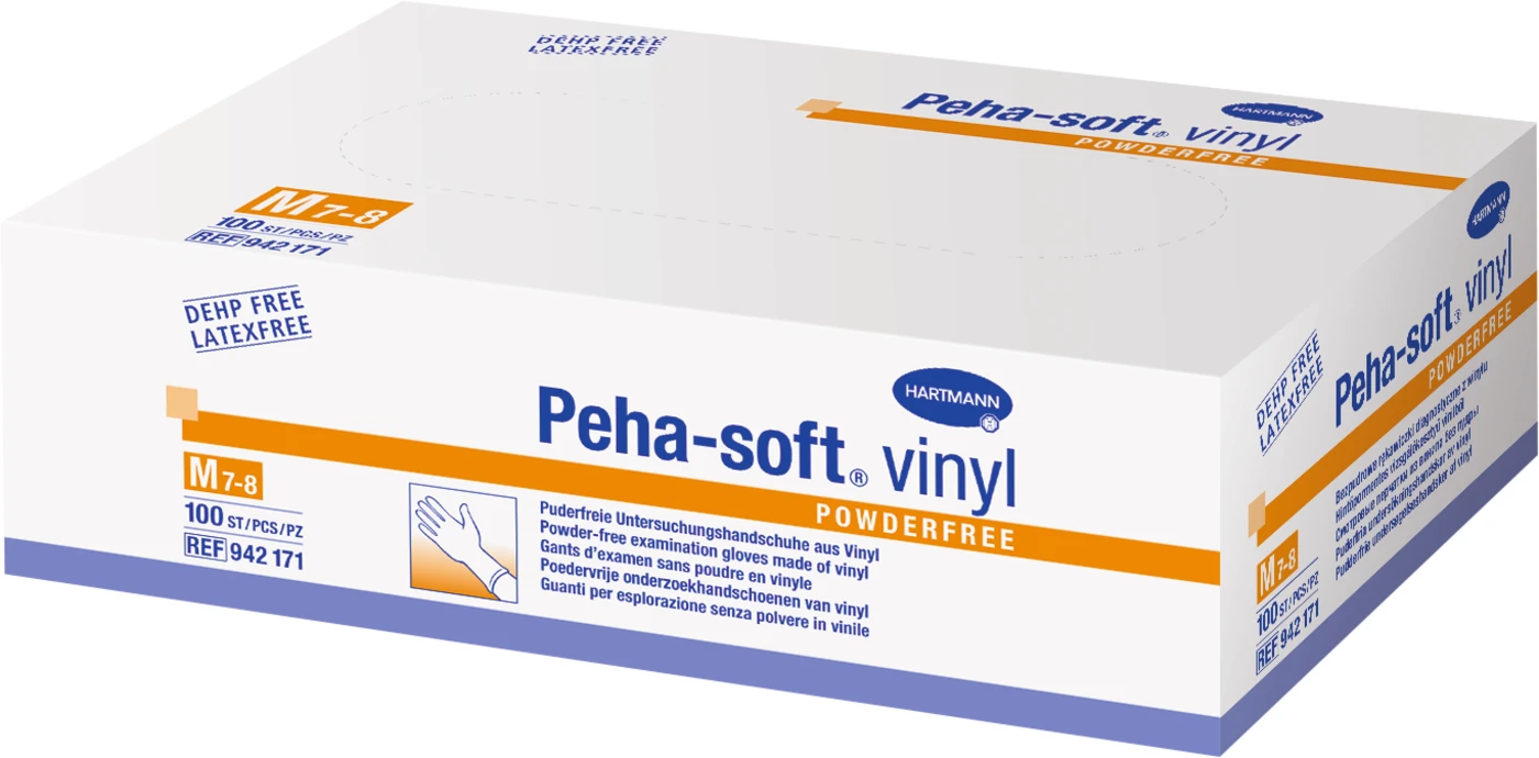 Peha-soft® vinyl powderfree Packung 100 Stück puderfrei, transparent, M