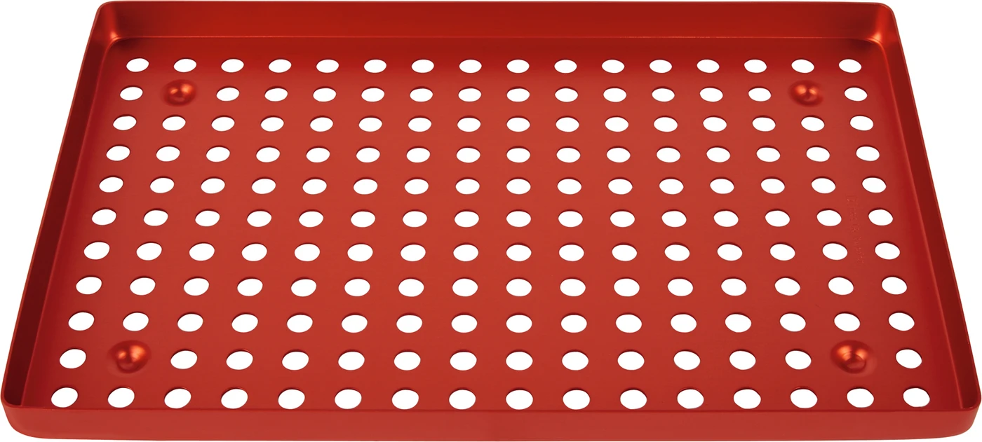 Alu-Tray Stück rot, mit Perforierung
