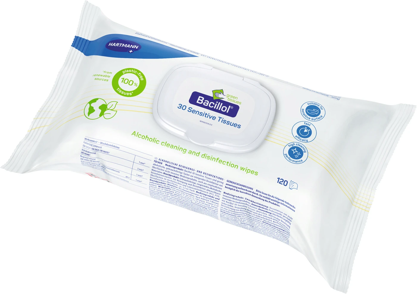 Bacillol® 30 Sensitive Green Tissues Flowpack 120 Stück grün