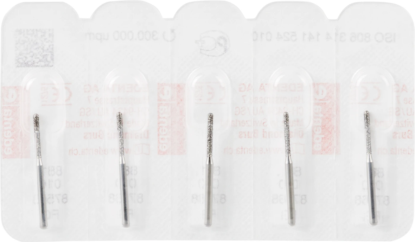 Diamanten 881 Packung 5 Stück Standard, FG, Figur 141 Zylinder rund, 6 mm, ISO 010