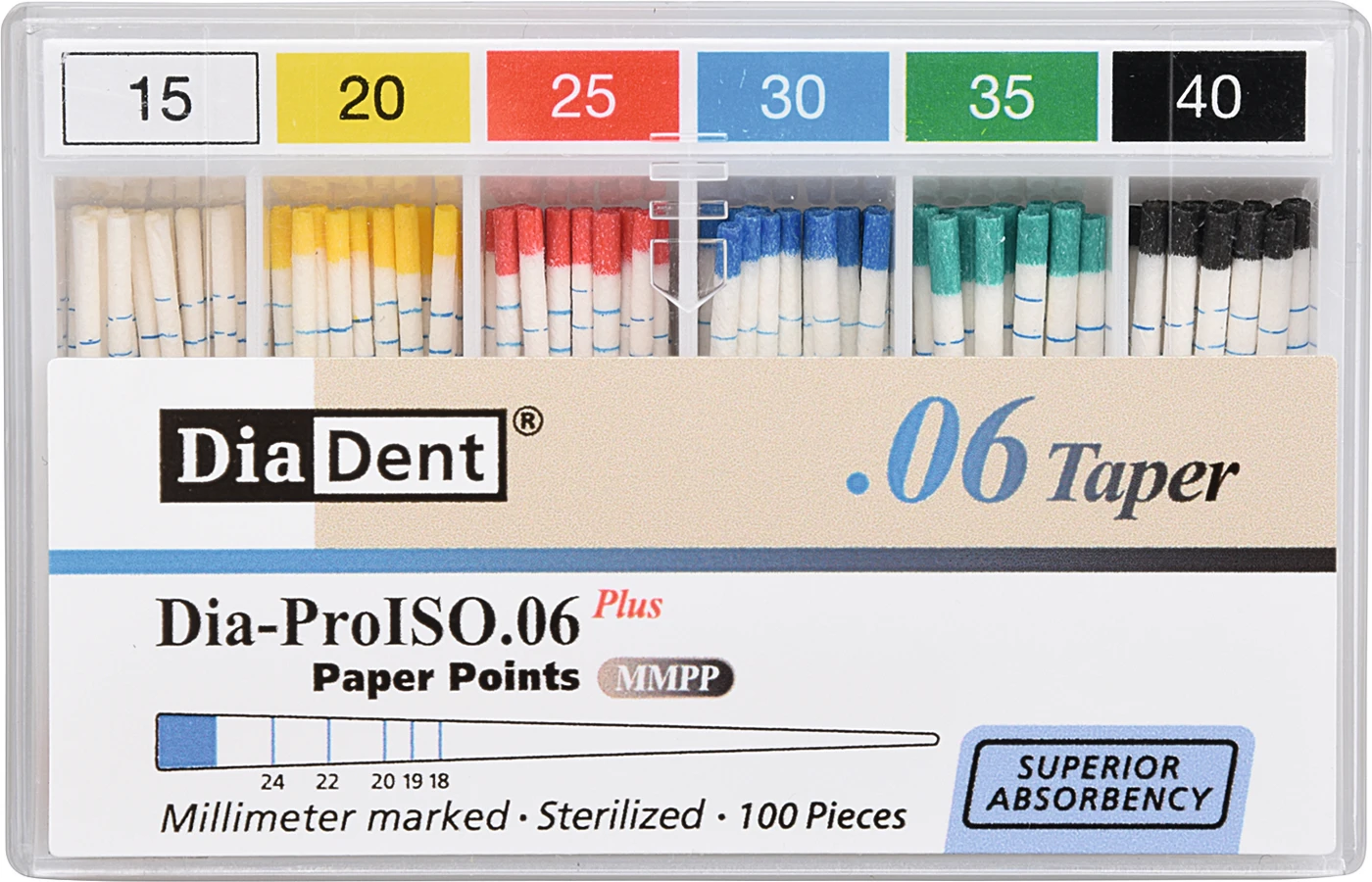 DiaDent® Dia-Pro Paper Points Packung 100 Stück Taper.06, ISO 015-040