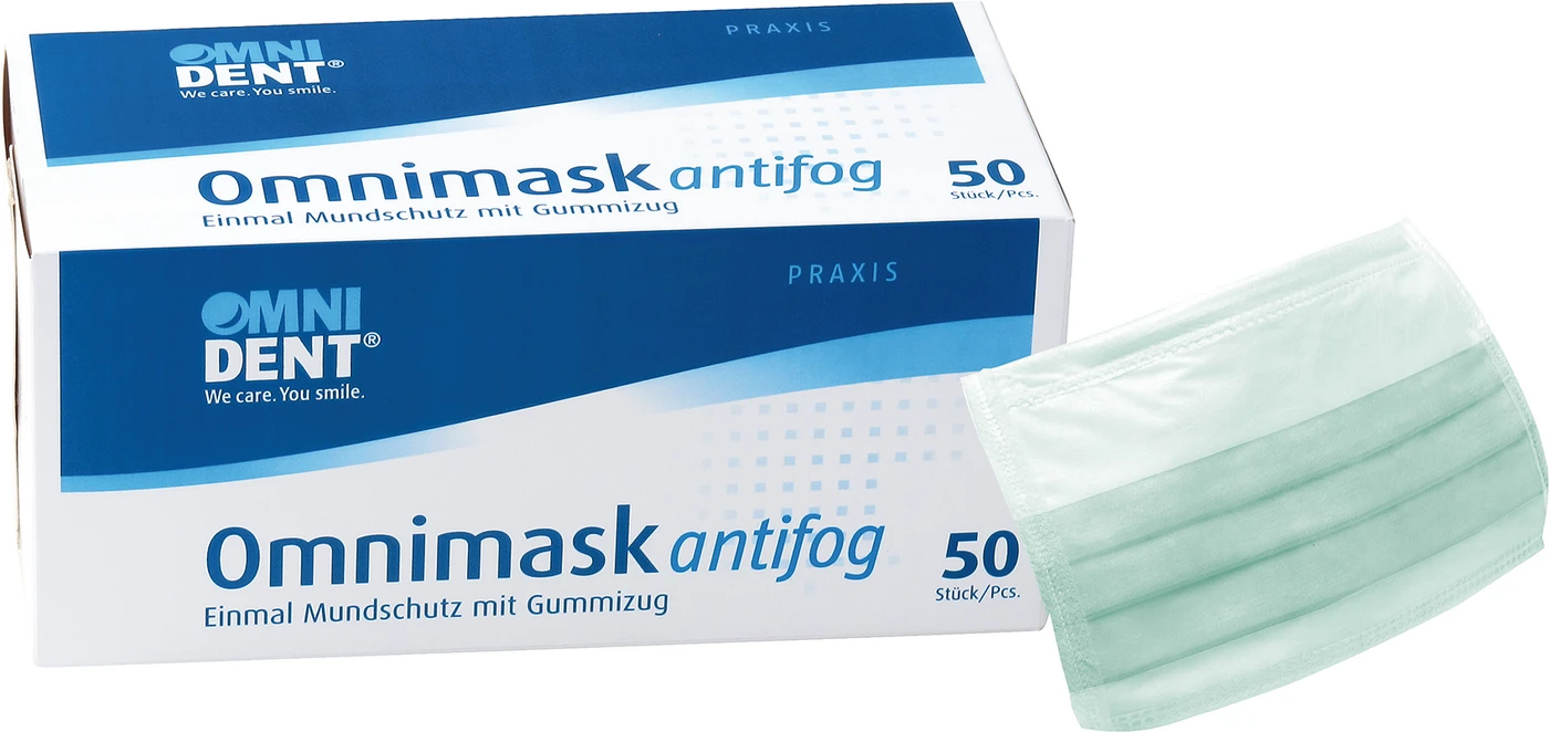Omnimask antifog Packung 50 Stück grün mit Gummizug