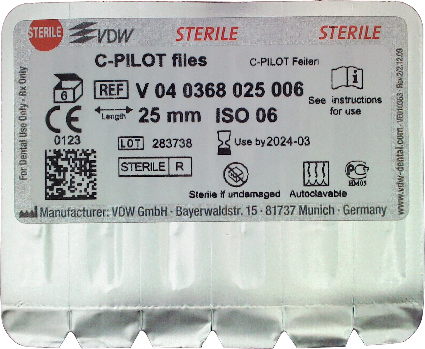 STERILE C-PILOT® Feilen Blisterpackung 6 Stück 25 mm ISO 006