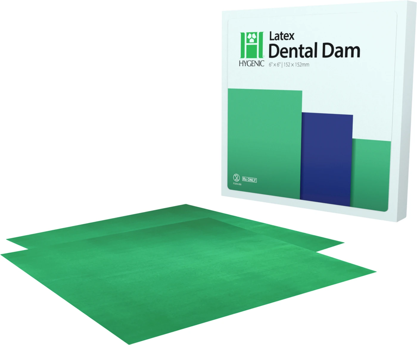 Hygenic® Latex Kofferdam Packung 36 Stück 6"x 6" dick grün Hygenic® Latex Kofferdam Packung 36 Stück 6"x 6" dick grün