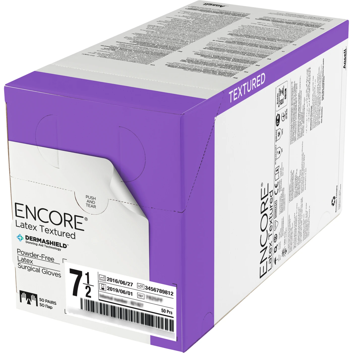 ENCORE® Latex Textured Packung 50 Paar puderfrei, natur, Größe 5,5