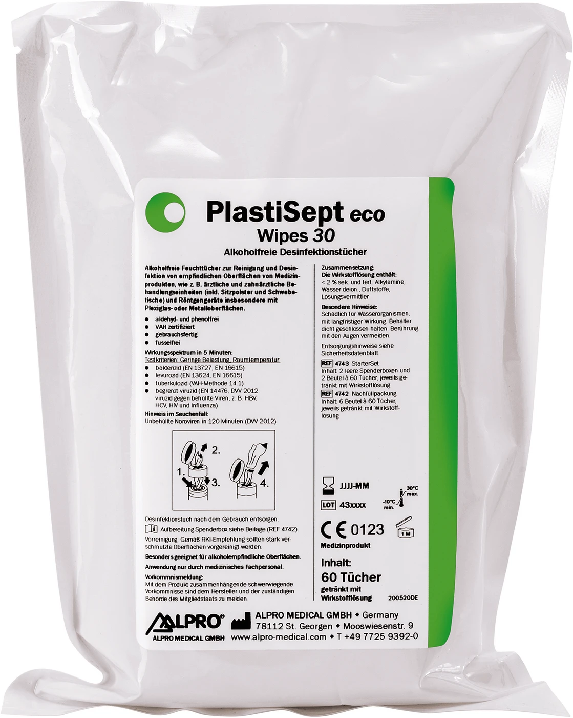PlastiSept eco Wipes 30 Karton 6 x 60 Stück