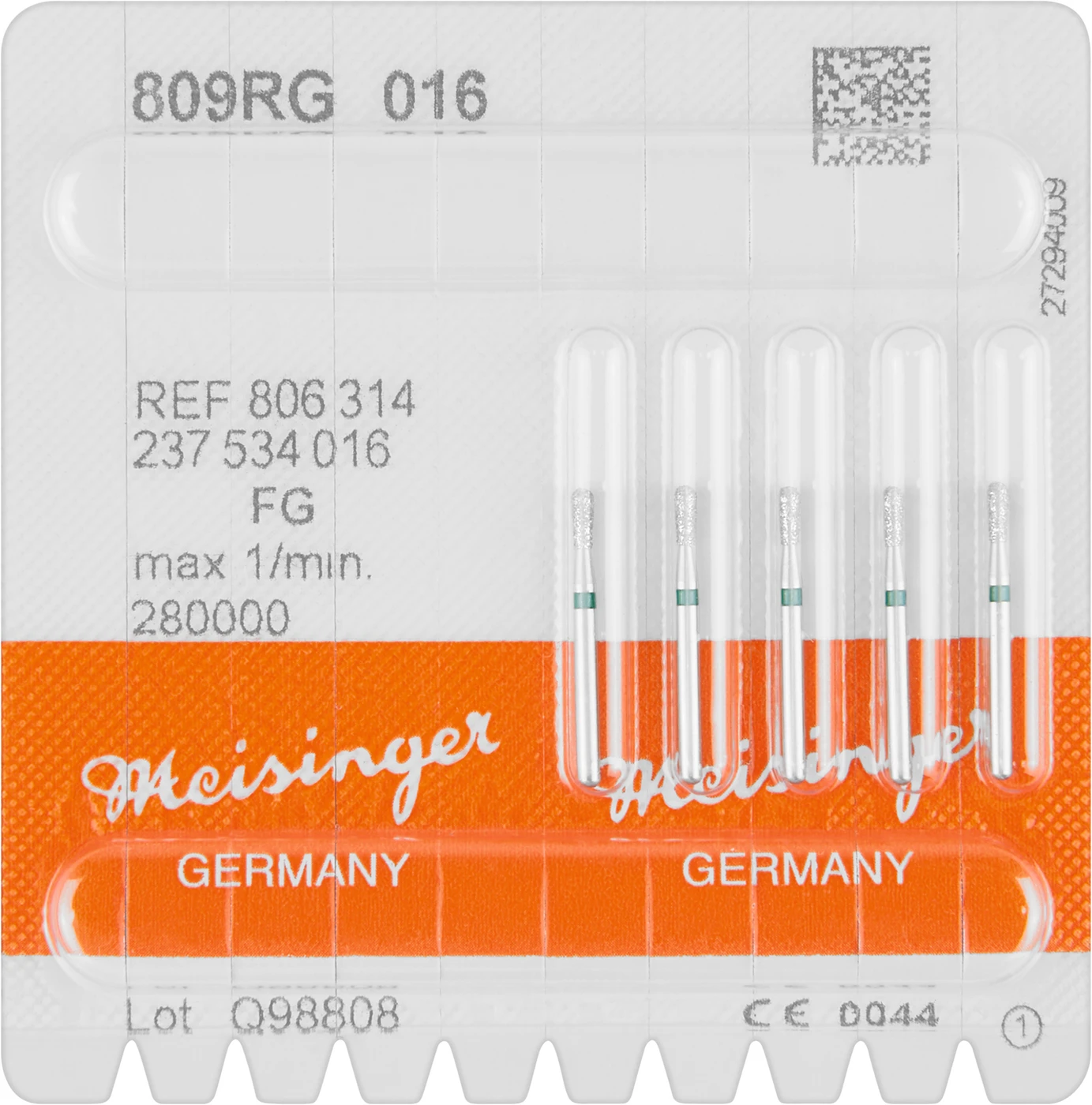 Diamanten 809 Packung 5 Stück grün grob, FG, Figur 237 Birne rund, 3,7 mm, ISO 016