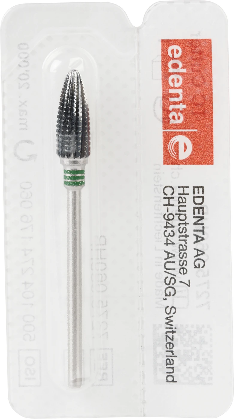 HM-Fräser Schliff 75 Stück Einfachverz. mit Querhieb, 3 x grün grob, HP, Figur 274, 14 mm, ISO 060