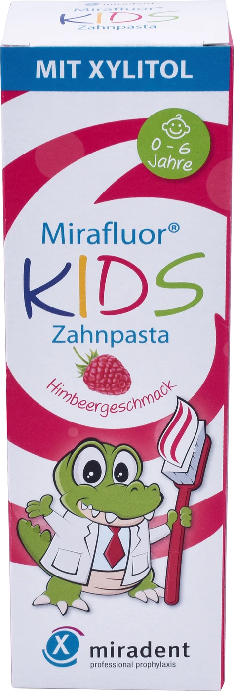 Mirafluor® Kids Display Packung 12 x 75 ml Zahncreme Himbeere