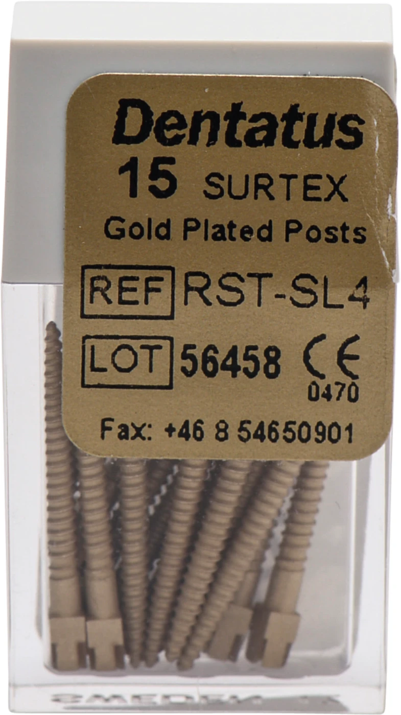 Classic Surtex vergoldete Wurzelstifte Packung 15 Stück 17 mm, Ø 1,5 mm, Größe 4