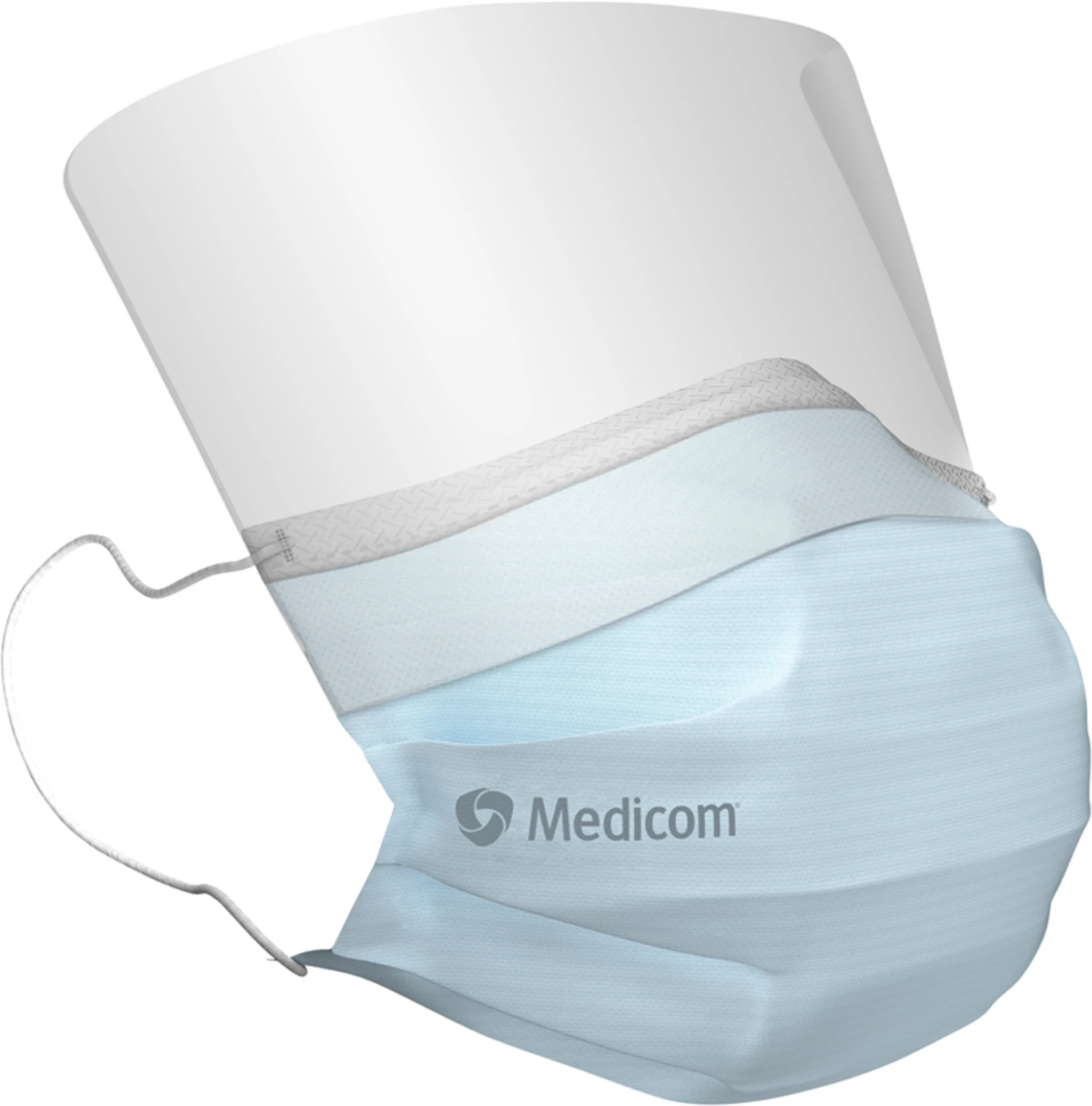 Medicom® SafeMask® SofSkin® fog-free medizinischer Mundschutz Packung 25 Stück blau, mit Visier, mit Ohrschlaufe