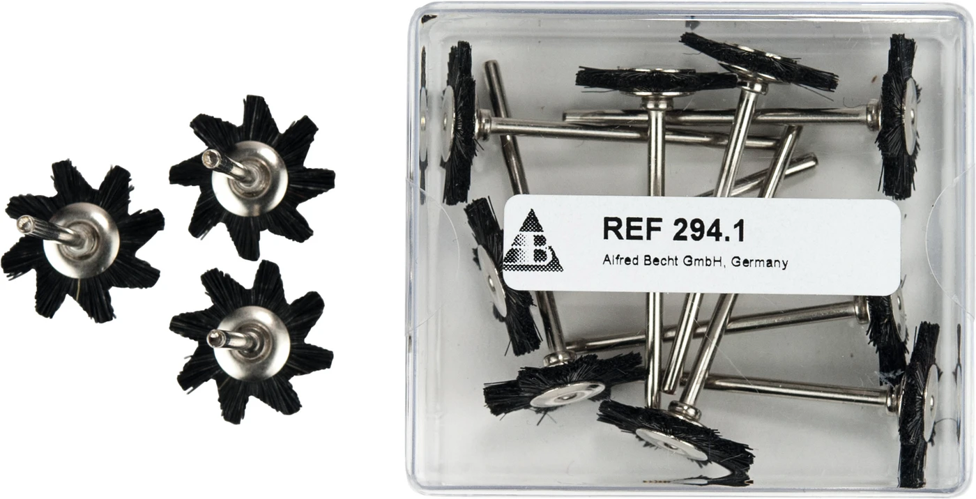 Montierte Bürste Packung 12 Stück schwarz, gezahnt, Ø 22 mm