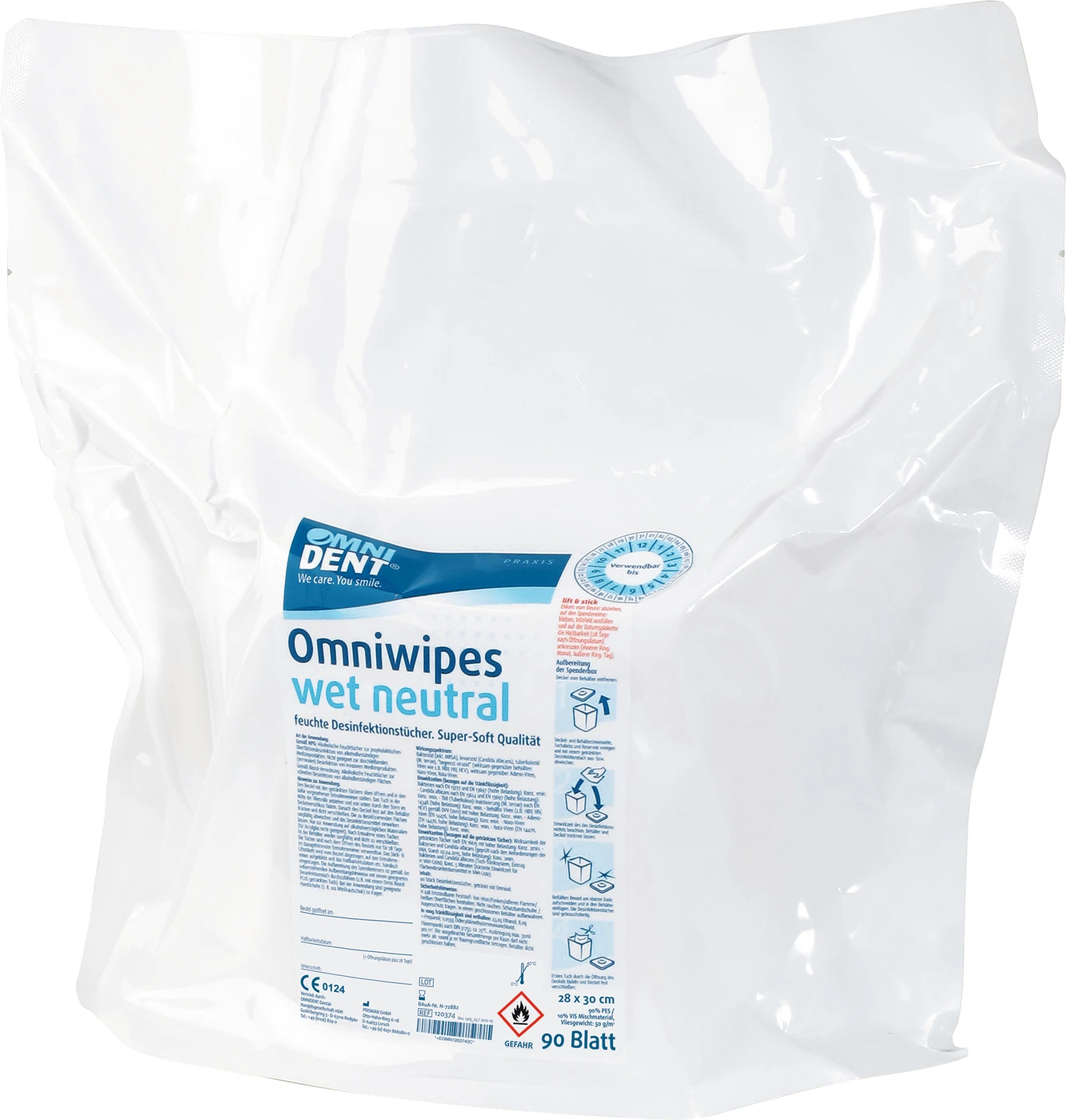 Omniwipes wet Packung 90 Stück neutral, 28 x 30 cm