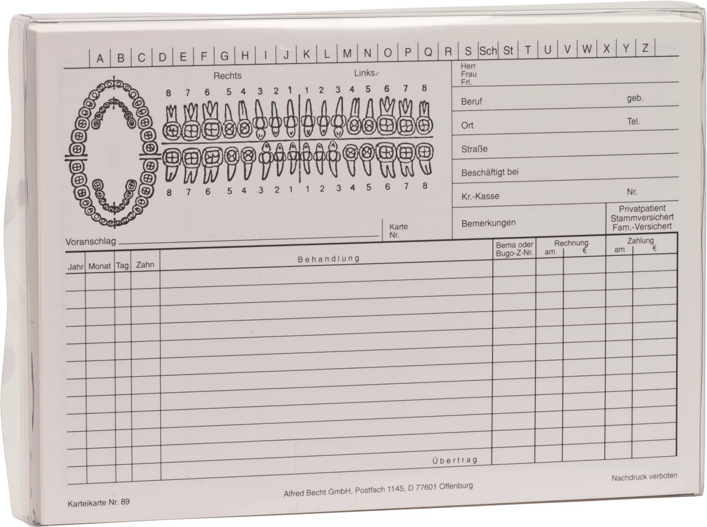 Karteikarten Packung 100 Stück weiß