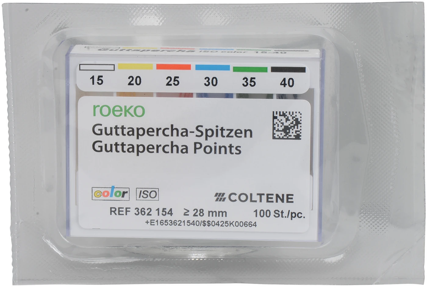 Guttapercha ISO color Sortiment 100 Stück ISO 015-040