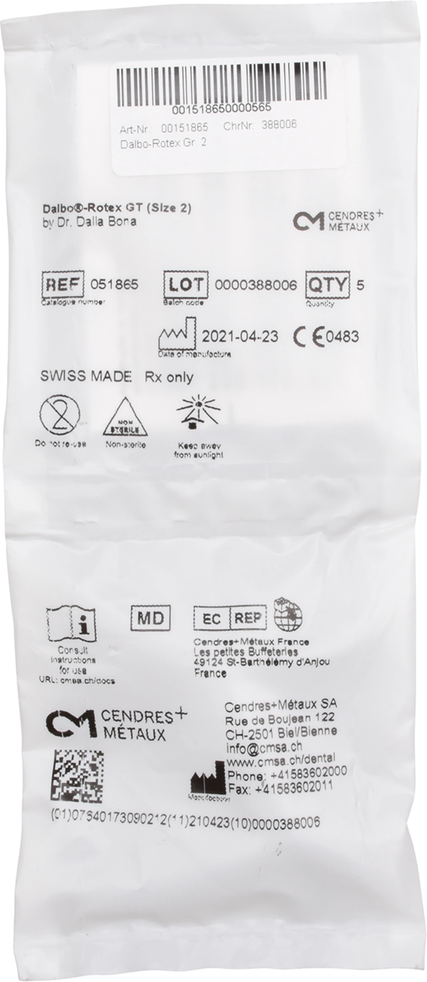 Dalbo®-Rotex® Packung 5 Dalbo-Rotex GT nach Dr. Dalla Bona, 10,85 mm Größe 2 Dalbo®-Rotex® Packung 5 Dalbo-Rotex GT nach Dr. Dalla Bona, 10,85 mm Größe 2