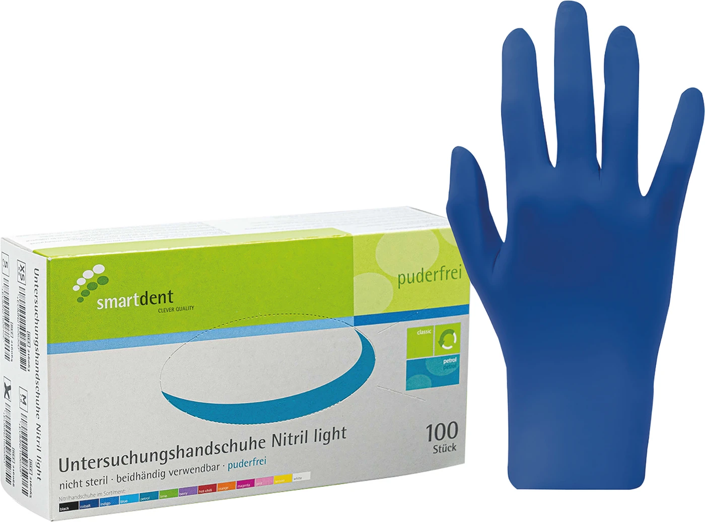 smart Nitrilhandschuhe light Packung 100 Stück puderfrei, cobalt, L