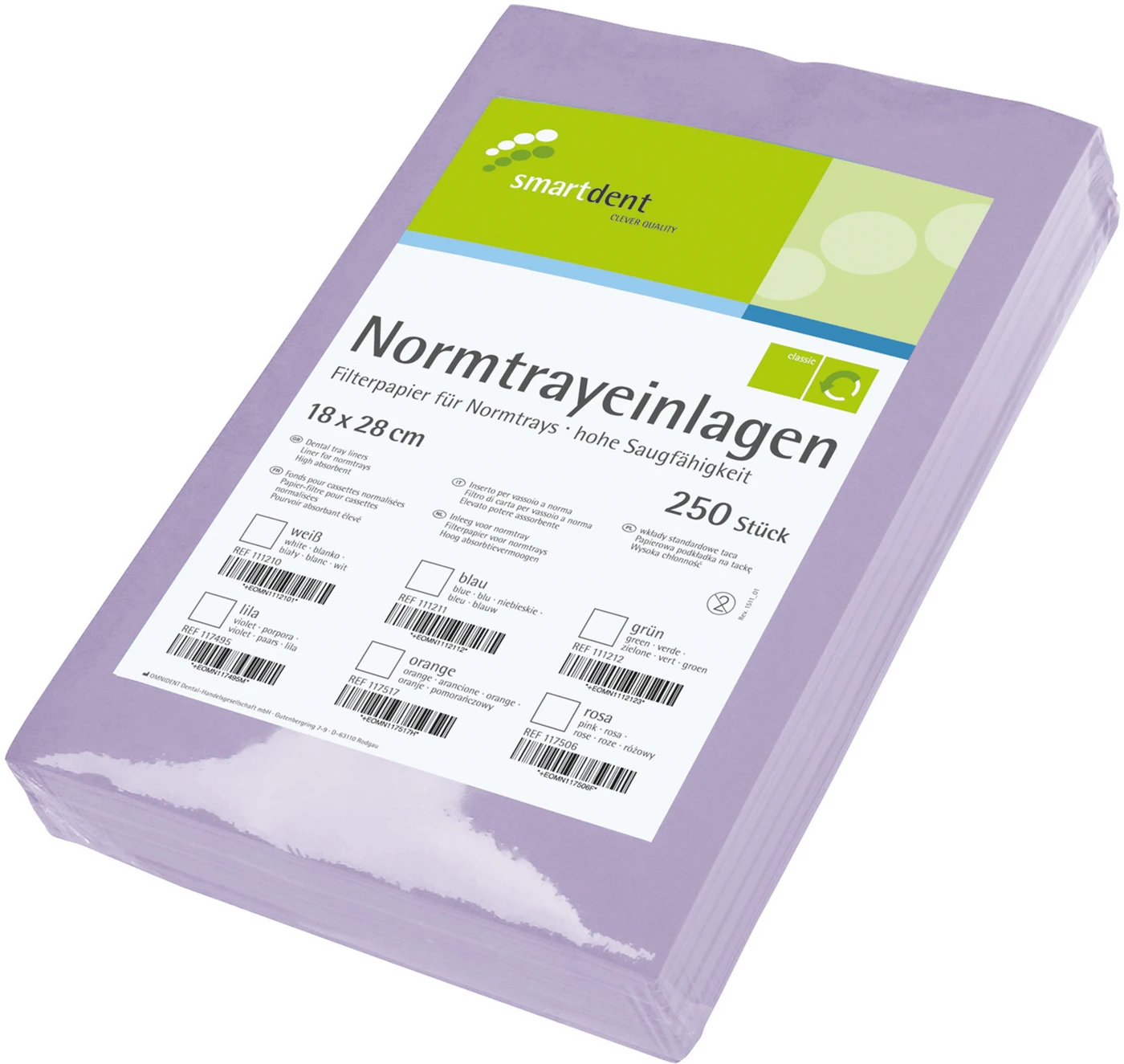 smart Normtrayeinlagen Packung 250 Stück 28 x 18 cm, lila