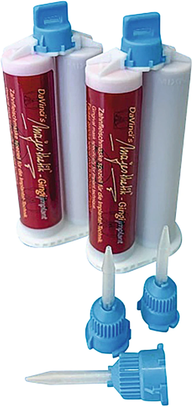 Majesthetik-Gingiimplant Set 2 x 50 ml Doppelkartusche, 12 Mischkanülen