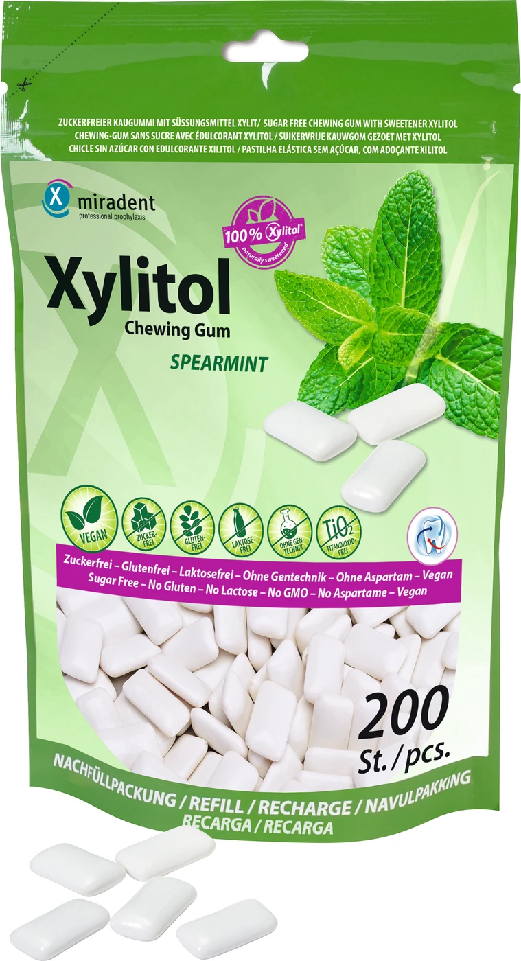 Xylitol Chewing Gum Refill Packung 200 Stück Spearmint