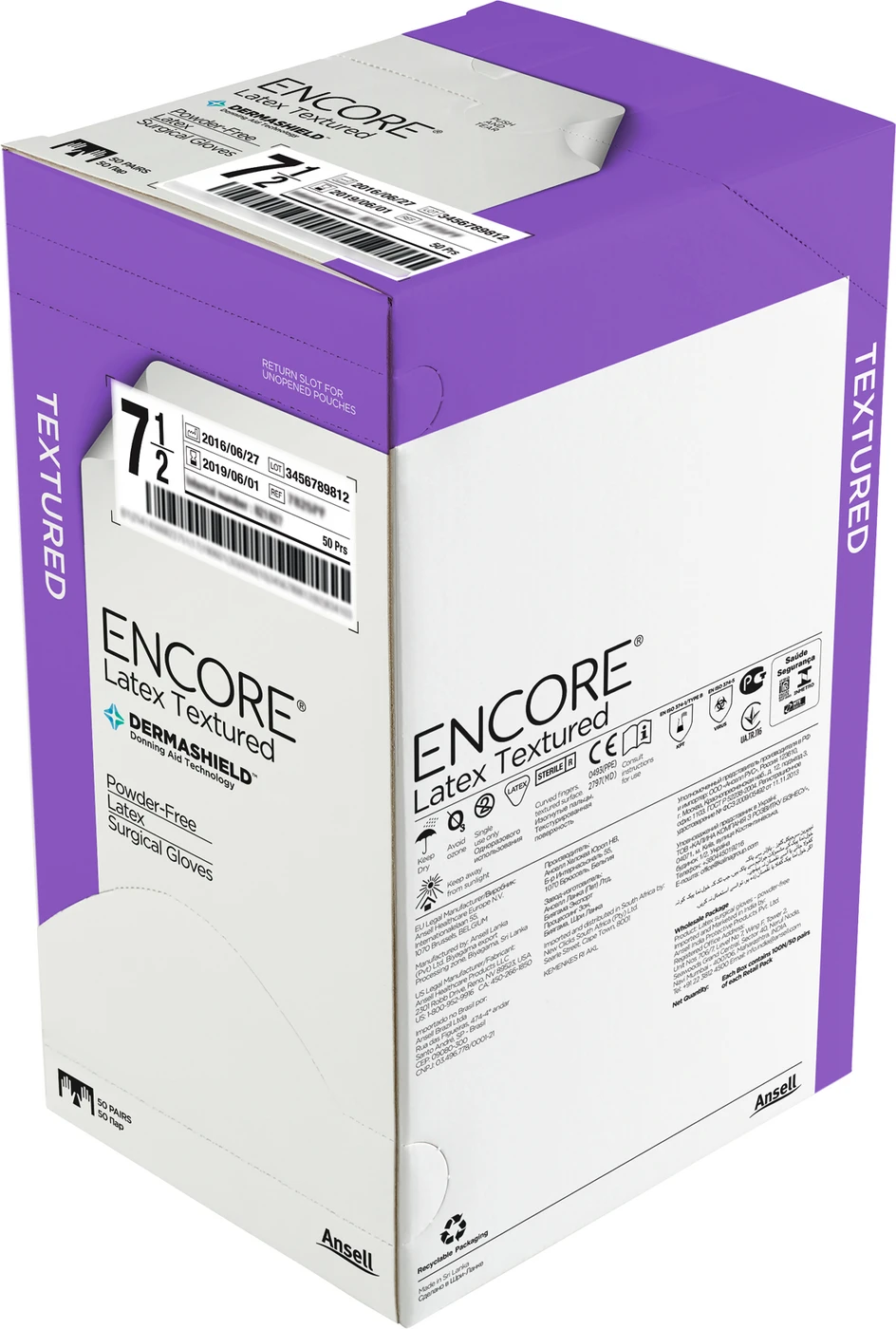 ENCORE® Latex Textured Packung 50 Paar puderfrei, natur, Größe 5,5