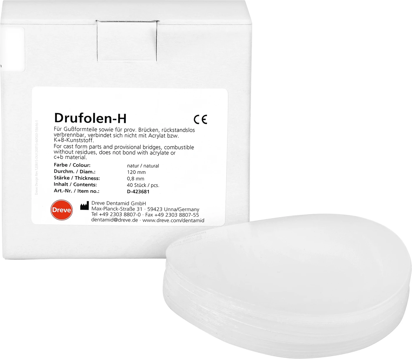 DRUFOLEN H Packung 40 Stück Ø 120 mm, natur, Stärke 0,8 mm