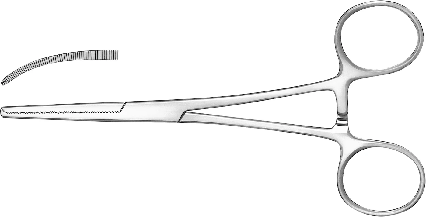 Arterienklemmen nach Ochsner-Kocher Stück 1899A/15, 15 cm, gebogen Arterienklemmen nach Ochsner-Kocher Stück 1899A/15, 15 cm, gebogen