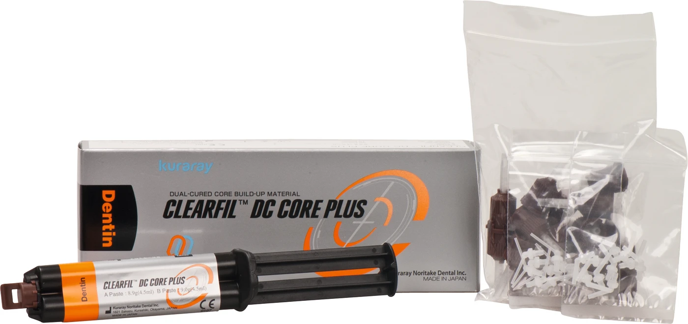 CLEARFIL™ DC CORE PLUS Packung 17,9 g / 9 ml Spritze dentin, 20 Mixing Tips, 10 Front Tips L, 10 Front Tips S