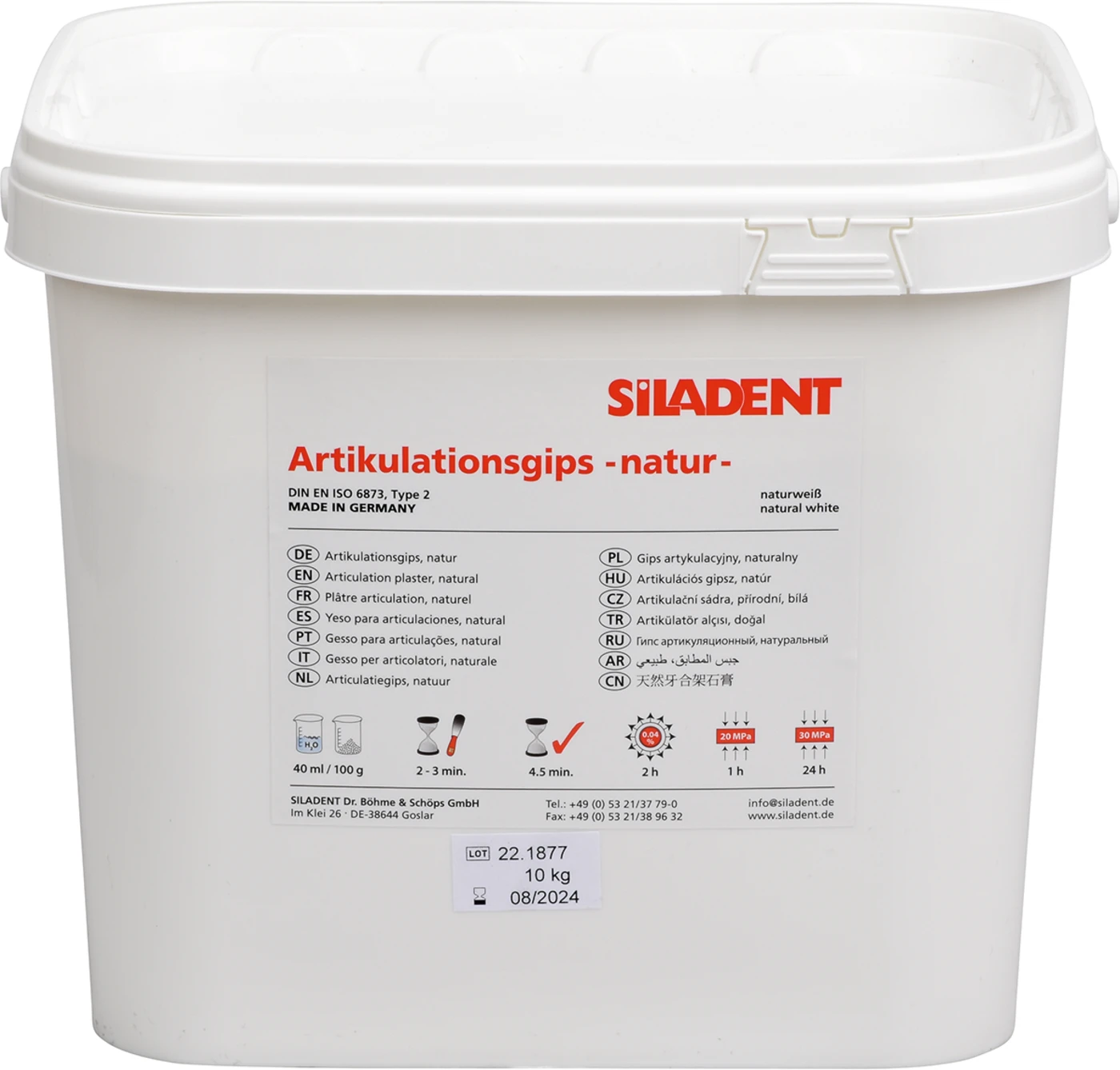 Artikulationsgips Natur Eimer 10 kg Gips naturweiß